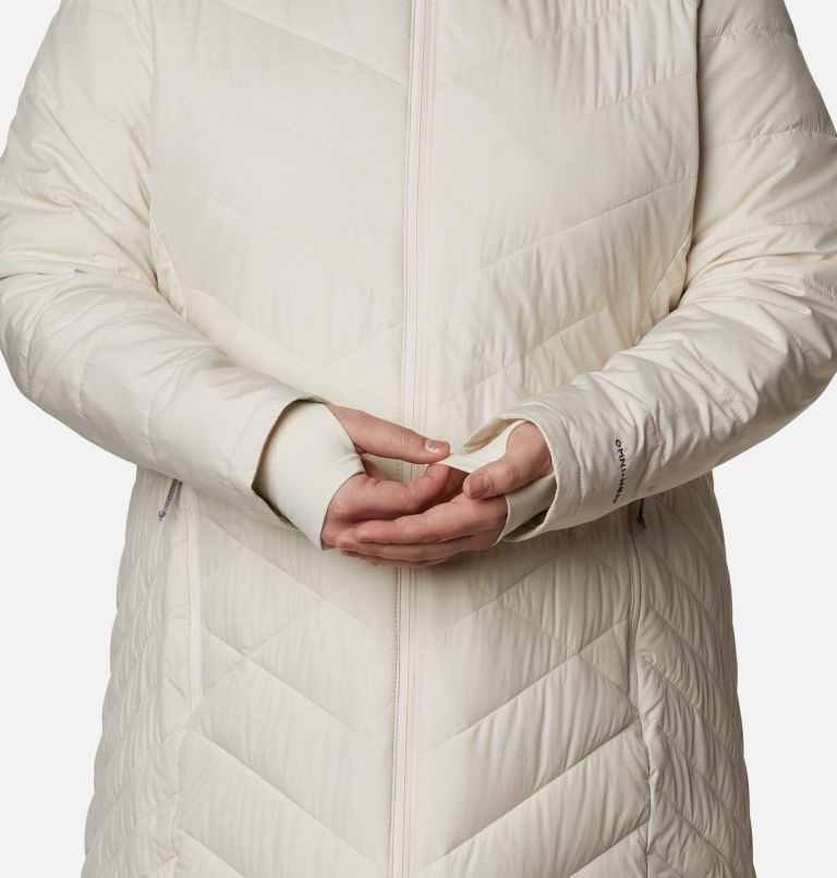 Women's Columbia Heavenly Long Hooded Jackets Cream | Plus Size CA-T8L5C